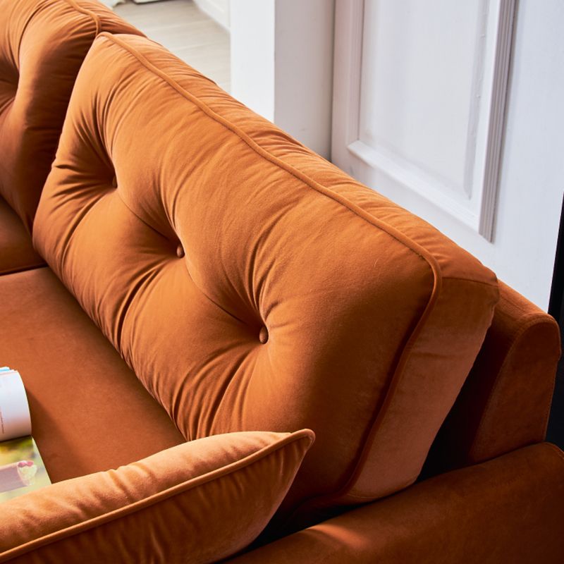 Living Room 2-seater Pillow Top Arm Settee Velvet Couch with Oak Legs Clearhalo 'furn' 'furn_sofas' 'Furniture' 'furniture_sofas' 'Living Room Furniture' 'Sofa' 'sofas' 1200x1200_d06acd98-b9ff-4fb2-9570-44231de18812