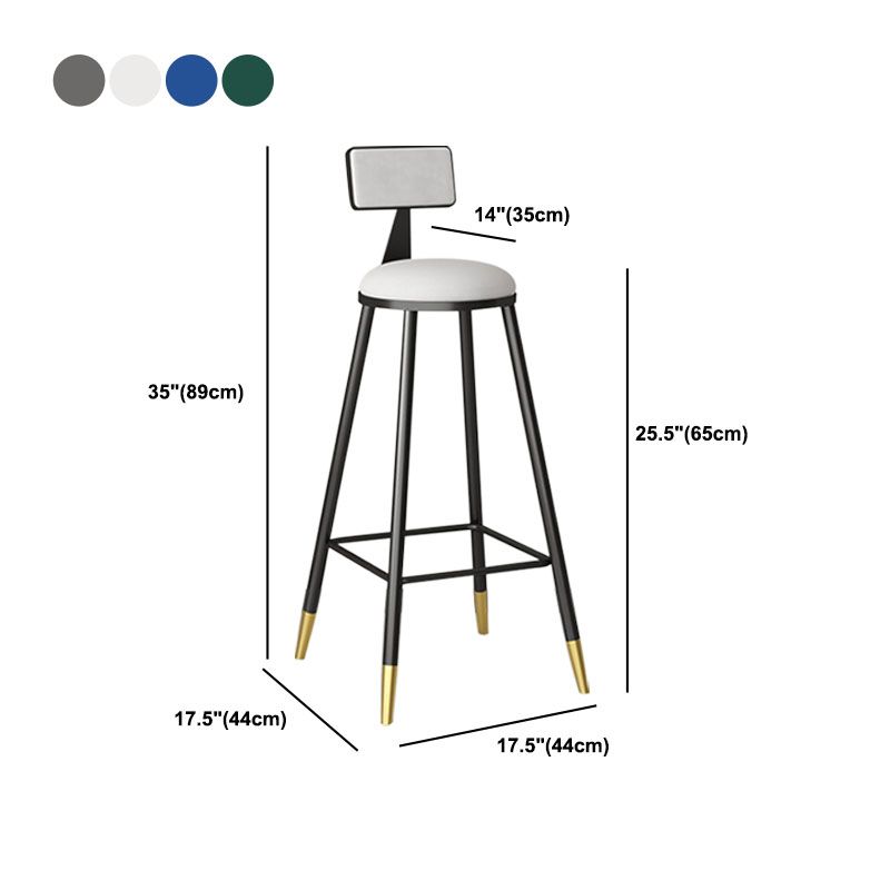 Glam Metal Barstool Velvet Footrest Low Back Stool in Matte Finish for Home Clearhalo 'Bar Furniture' 'Bar Stools' 'bar_stools' 'furn' 'furn_bar_stools' 'Furniture' 'Kitchen & Dining Furniture' 1200x1200_d06c3d06-fec2-40fa-b77f-85cef1cec299
