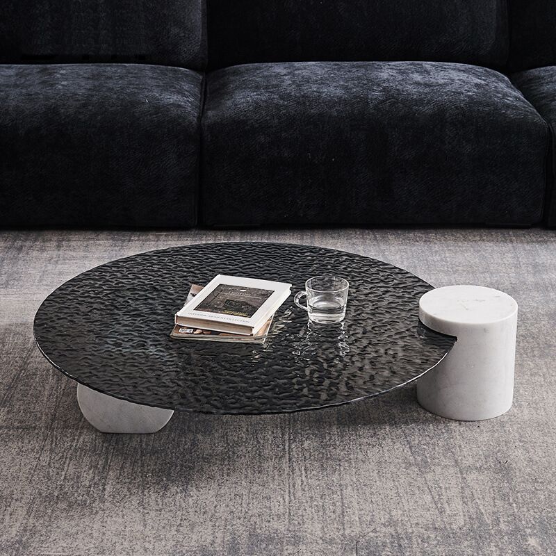 Mesa de cóctel de café con tapa de vidrio Mesa auxiliar o de café abstracta