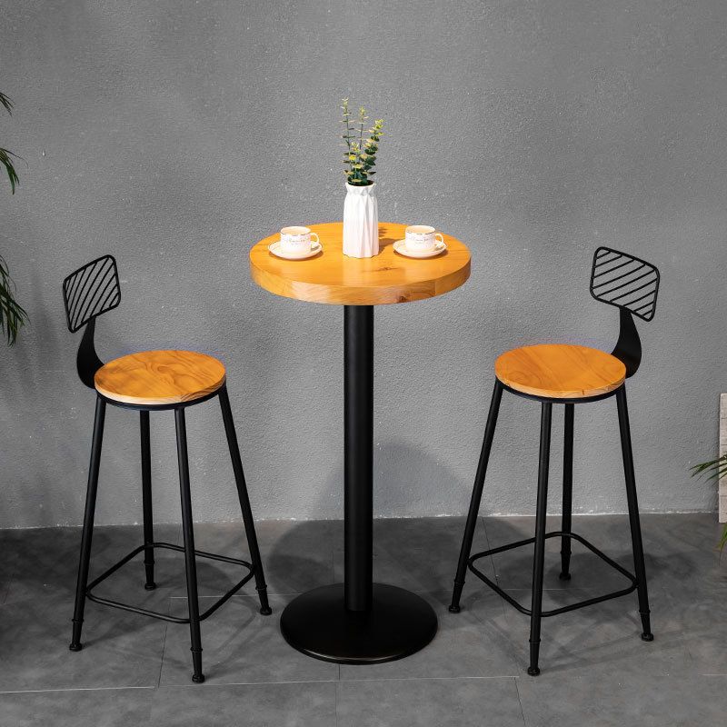 1/2/3-teiliges Bartisch-Set aus massivem Holz im industriellen Stil, rundes Theken-Set