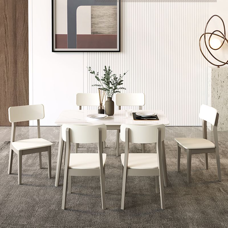 白い長方形のダイナーテーブルセット1/5ピースモダンなダイニングセット