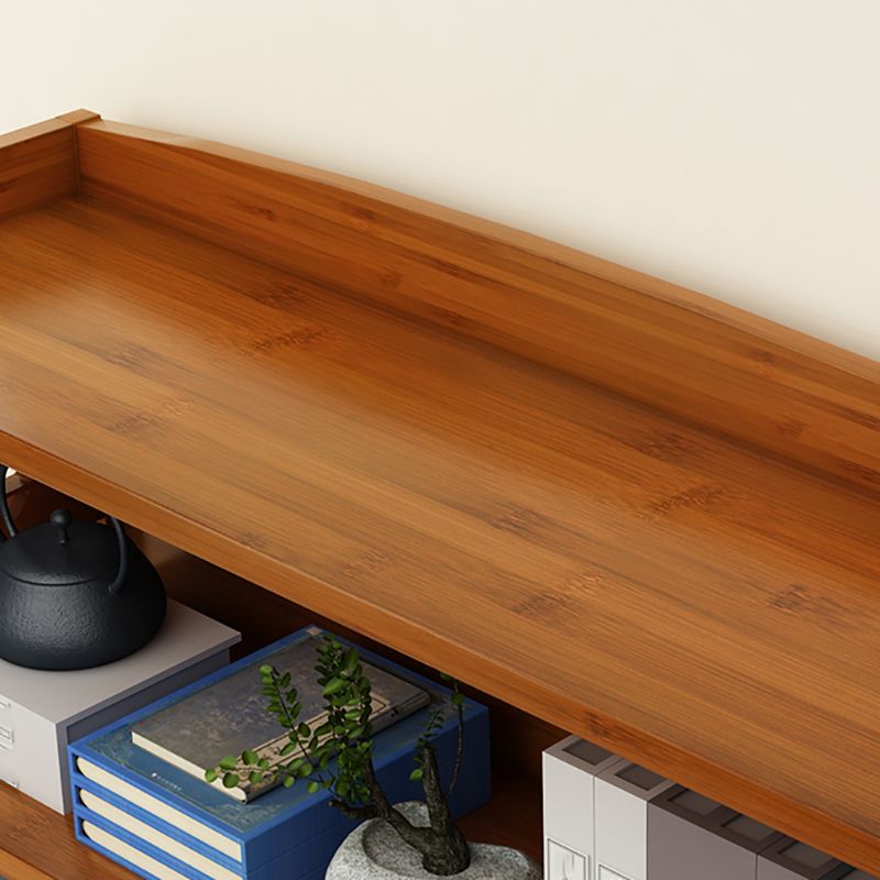 Modern Bamboo Closed Back Shelf Bookcase Floor Brown Book Shelf for Study Room