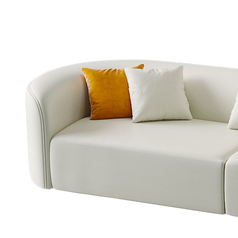 Zeitgenössisches Kunstleder -Sektionssofa mit kindem Rücken in massivem Holz