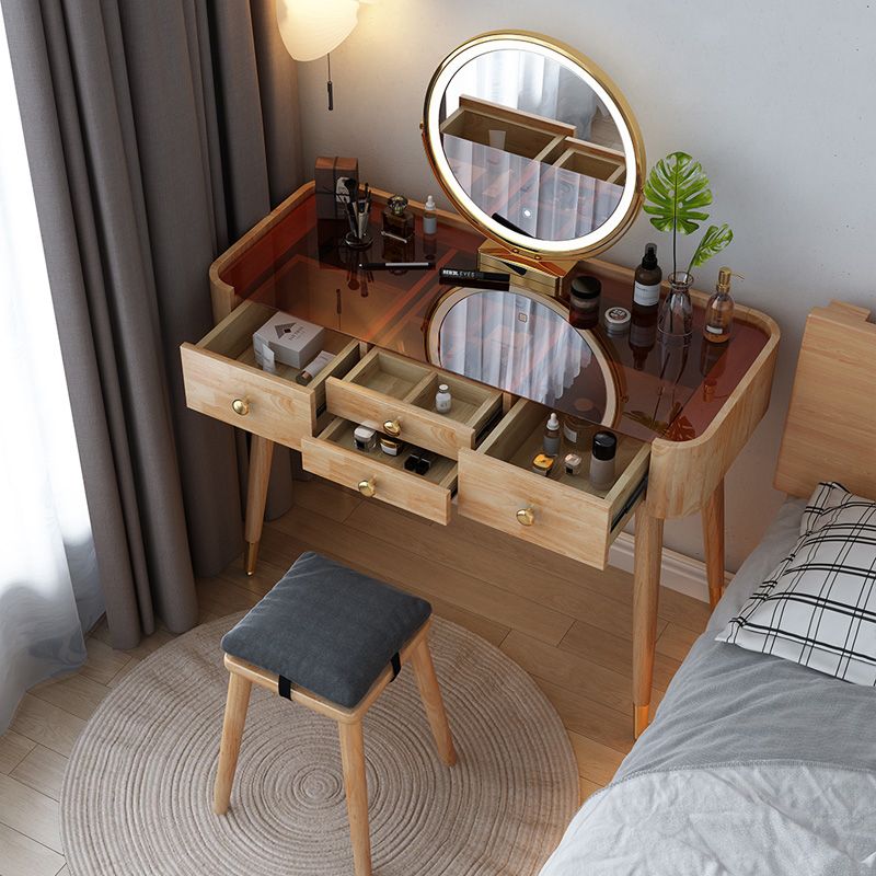 Modern Drawers Dressing Table Solid Wood Dresser Mirrored Vanity Set Clearhalo 'Bedroom Furniture' 'furn' 'furn_makeup_vanities' 'Furniture' 'Makeup Vanities' 'makeup_vanities' 1200x1200_d0772ba9-aea2-42b1-ba38-248d4dae6f36