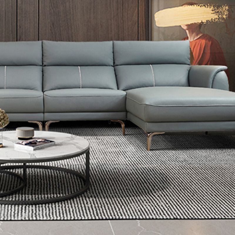 Flared Arms Sectionals Genuine Leather Sectional Sofa for Living Room Clearhalo 'furn' 'furn_sectionals' 'Furniture' 'Living Room Furniture' 'Sectionals' 1200x1200_d078de81-163e-4e32-830e-b966028d3610