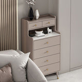 Contemporary Stone Top Dresser Vertical Storage Chest with Soft-Close Drawers for Bedroom