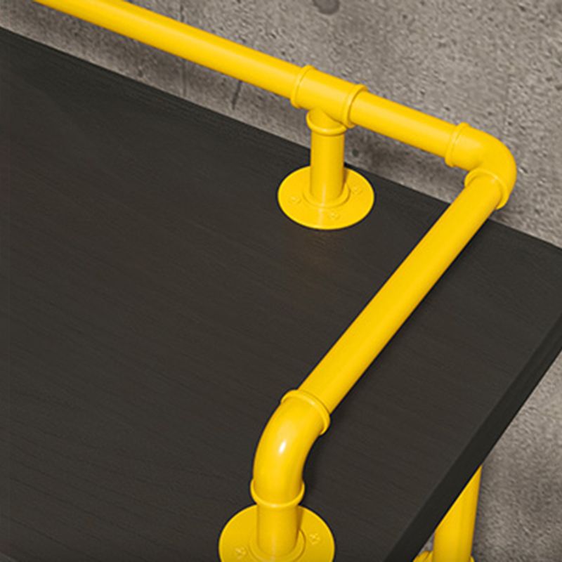 Modern Black Wood Counter Table with Rectangle Table Top Yellow Trestle Table -42" H Clearhalo 'Bar Furniture' 'Bar Tables' 'bar_tables' 'furn' 'furn_bar_tables' 'Furniture' 'furniture_bar_tables' 'Kitchen & Dining Furniture' 1200x1200_d07b0069-ee2c-4936-8c40-63573353f400