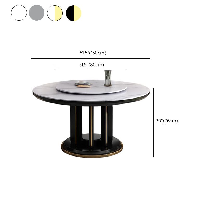 Mesa de comedor sencilla y moderna, mesa redonda con base de madera de caucho para comedor