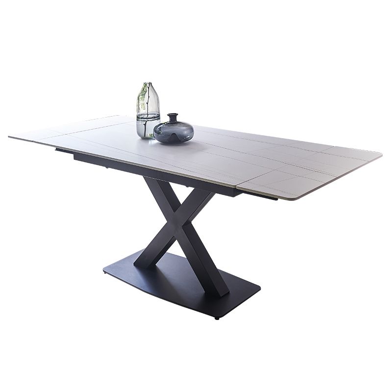 Rectangle Contemporary Dining Table Sintered Stone Table with Black Pedestal Base Clearhalo ' dining_table' 'Dining Tables & Seating' 'Dining Tables' 'furn' 'furn_dining_table' 'Furniture' 'furniture_dining_table' 'Kitchen & Dining Furniture' 'kitchen&dining_furn' 'kitchen' 'kitchen_dining_table' 1200x1200_d07d4abd-2048-43a1-bbcc-3604303e14a5
