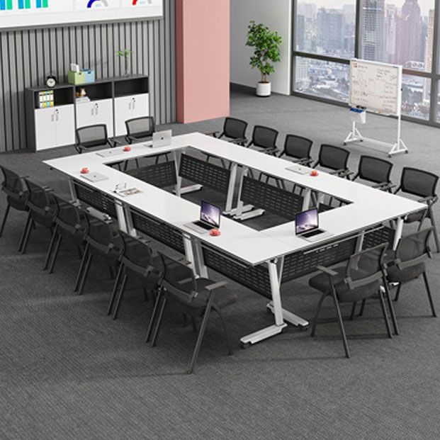 Contemporary Manufactured Wood Office Desk Rectangular Desk with Wheels Clearhalo 'furn' 'furn_office_desk' 'Furniture' 'Office Desks' 'Office Furniture' 'office_desk' 1200x1200_d07dcc0d-45b7-43b6-a1dc-6fe30f154f3e