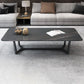 Glam Style Rectangular Slte Black Metal Trestle Type Base Coffee Table