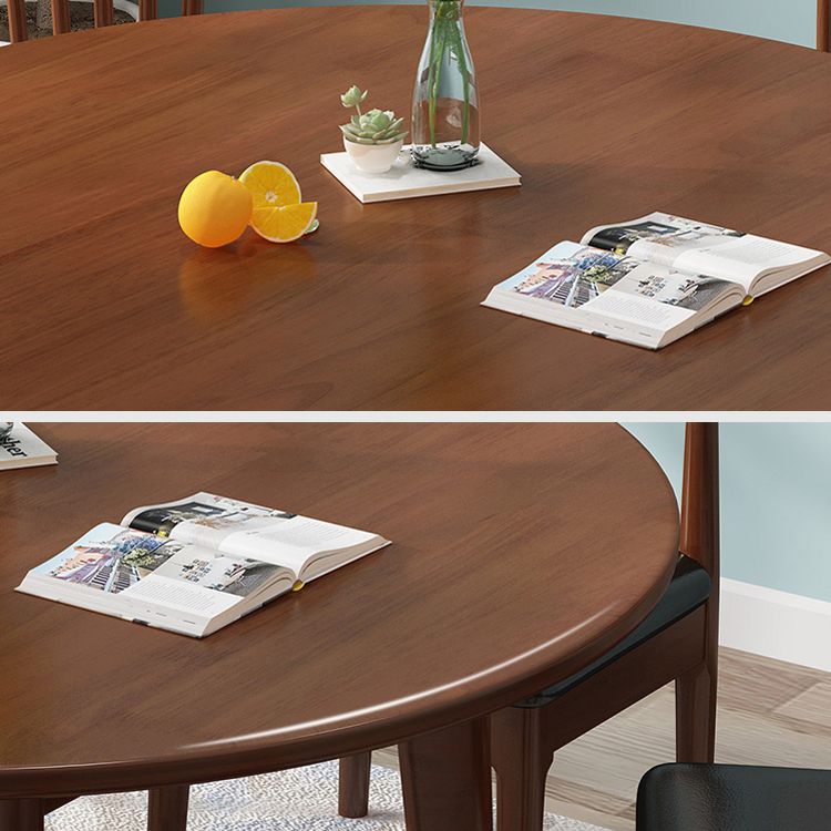 Round 4 Legs Minimalist Table Wood Color Fixed Table with Rubberwood Solid Wood Clearhalo ' dining_table' 'Dining Tables & Seating' 'Dining Tables' 'furn' 'furn_dining_table' 'Furniture' 'furniture_dining_table' 'Kitchen & Dining Furniture' 'kitchen&dining_furn' 'kitchen' 'kitchen_dining_table' 1200x1200_d0815fc0-a35e-45ce-92df-6bee020c2029