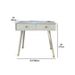 Dressing Table Made of White Solid Wood with 2 Drawers and 1 White Stool