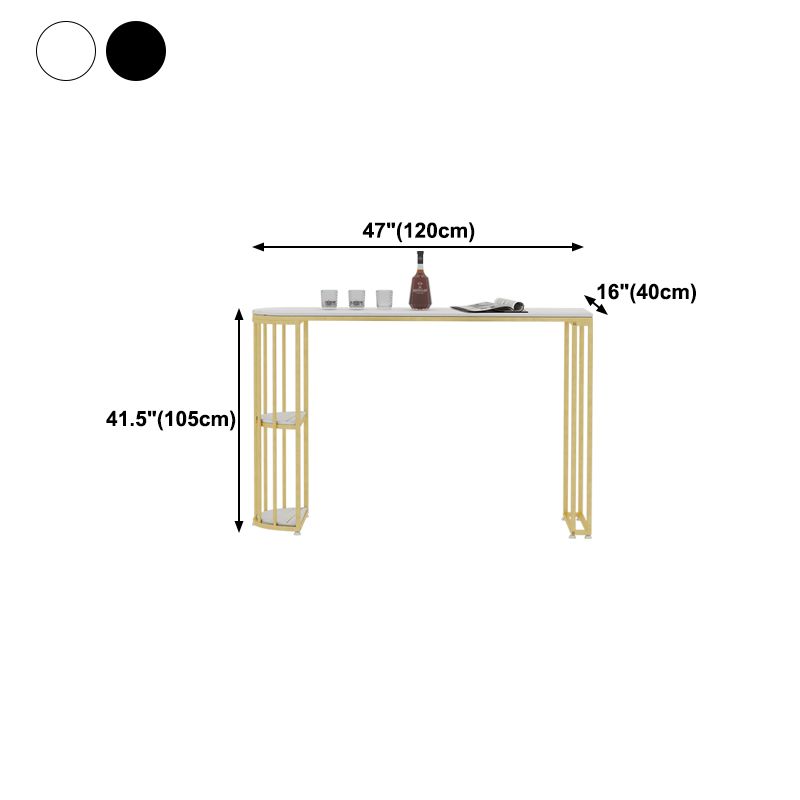 Gorgeous Bar Table Stone Top Gold Base Pub Table with Shelf for Living Room, Only Table Clearhalo 'Bar Furniture' 'Bar Tables' 'bar_tables' 'furn' 'furn_bar_tables' 'Furniture' 'furniture_bar_tables' 'Kitchen & Dining Furniture' 1200x1200_d082d131-d9f5-44c6-9898-92e1bd147318