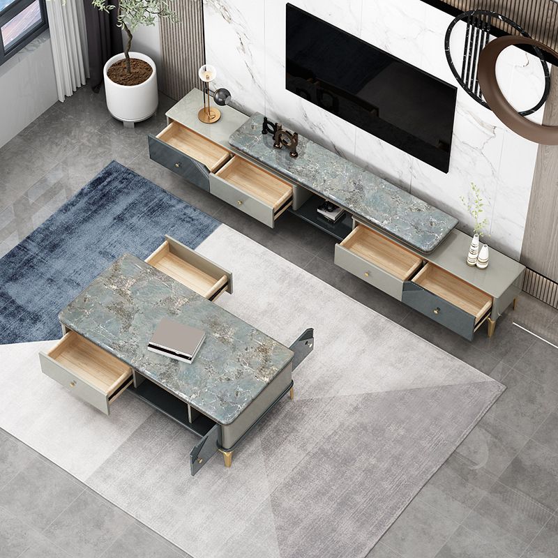 Glam Open Shelving Media Console Stone TV Stand with Drawers for Living Room Clearhalo 'furn' 'furn_tv_stands_entertainment_centers' 'Furniture' 'Living Room Furniture' 'TV Stands & Entertainment Centers' 'TV Stands & Media Storage Furniture' 'tv_stands_entertainment_centers' 1200x1200_d0832aef-5e32-4d83-a451-130d4f3fcb8d