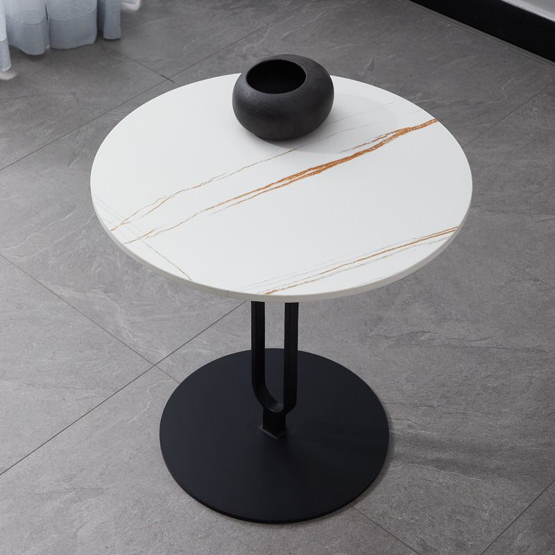 Round Marble Top End Table Metal Pedestal Sofa Side End Table for Living Room