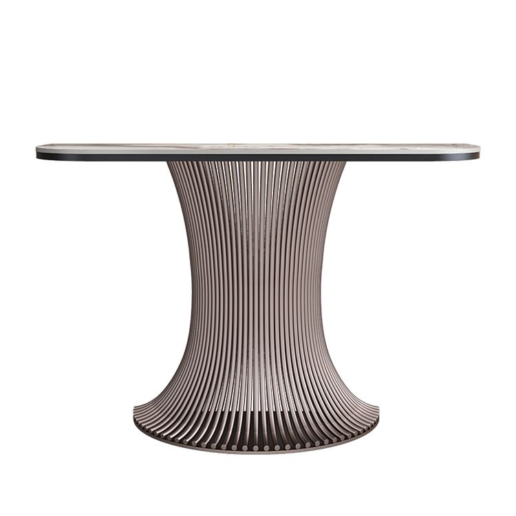 16 Inch Wide Accent Table Modern Style Stone Half Moon Console Table for Hall