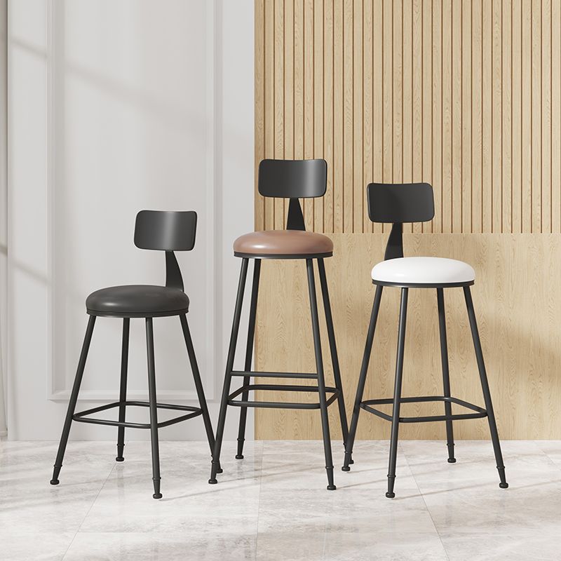 Modern Armless Backrest Counter Stool Iron Cafe Bar Stool with Leather Cushion Clearhalo 'Bar Furniture' 'Bar Stools' 'bar_stools' 'furn' 'furn_bar_stools' 'Furniture' 'furniture_bar_stools' 'Kitchen & Dining Furniture' 1200x1200_d0852f51-7510-45a5-91e4-8a8cb7e25fbc