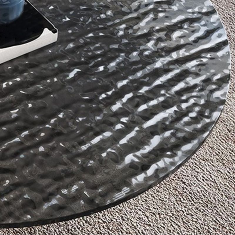 Moderne stijl Slate & Glass Round salontafel met witte basis en zwart/witte top