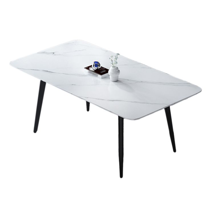 Simplicity Style Home Sintered Stone Dining Table 4 Legs Carbon Steel Base Rectangle Table Clearhalo ' dining_table' 'Dining Tables & Seating' 'Dining Tables' 'furn' 'furn_dining_table' 'Furniture' 'furniture_dining_table' 'Kitchen & Dining Furniture' 'kitchen&dining_furn' 'kitchen' 'kitchen_dining_table' 1200x1200_d086c31a-bb21-4748-a87c-0c1e7980871f