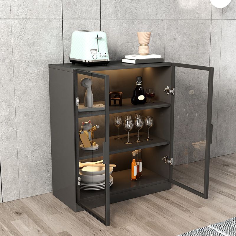 Contemporary Style Sideboard Wood Glass Doors Side Board with Cabinets Clearhalo 'buffet_sideboard' 'Buffets & Sideboards' 'furn' 'furn_buffet_sideboard' 'Furniture' 'Kitchen & Dining Furniture' 1200x1200_d0874fc9-3996-4a01-a109-f696cbe38bb1