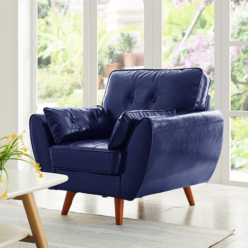 Faux lederen eigentijdse getufte standaard wijd uitlopende arm settee bank