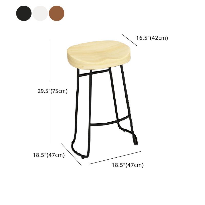 Modern Armless Backless Counter Stool Iron Kitchen Bar Stool with Wooden Seat and Pedal Clearhalo 'Bar Furniture' 'Bar Stools' 'bar_stools' 'furn' 'furn_bar_stools' 'furniture_bar_stools' 'Kitchen & Dining Furniture' 'kitchen&dining_furn' 'kitchen' 'kitchen_furn' Furniture' 1200x1200_d08b8770-3d6d-4d77-847c-312e84835042
