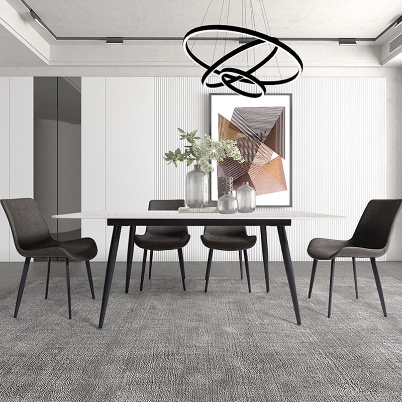 Minimalist Dining Table Set with Sintered Stone Dining Table and Upholstered Chairs Clearhalo 'Dining Room Sets' 'Dining Tables & Seating' 'dining_room_set' 'furn' 'furn_dining_room_set' 'Furniture' 'furniture_dining_room_set' 'Kitchen & Dining Furniture' 'kitchen&dining_furn' 'kitchen' 1200x1200_d08c2141-2f6c-48c2-b5fb-1e7264bde4a2