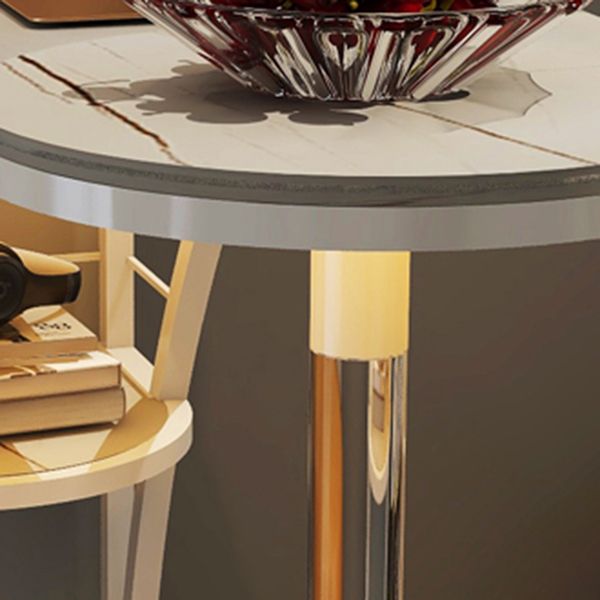 Glam Style 41.3"H Bar Table Faux Marble White Top Specialty Bistro Table Clearhalo 'Bar Furniture' 'Bar Tables' 'bar_tables' 'furn' 'furn_bar_tables' 'Furniture' 'furniture_bar_tables' 'Kitchen & Dining Furniture' 'kitchen&dining_furn' 'kitchen' 1200x1200_d08c4088-21be-4f92-8aac-180ee4f030ad