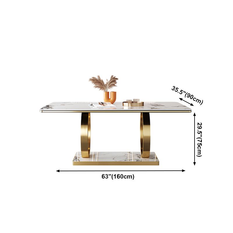 Rectangle Trestle Base Home Furniture Stainless Steel Dining Room Collection for Dining Room Clearhalo ' dining_table' 'Dining Tables & Seating' 'Dining Tables' 'furn' 'furn_dining_table' 'Furniture' 'furniture_dining_table' 'Kitchen & Dining Furniture' 'kitchen&dining_furn' 'kitchen' 'kitchen_dining_table' 1200x1200_d08d2afe-da54-4fe4-bb6d-9b7826125cfe