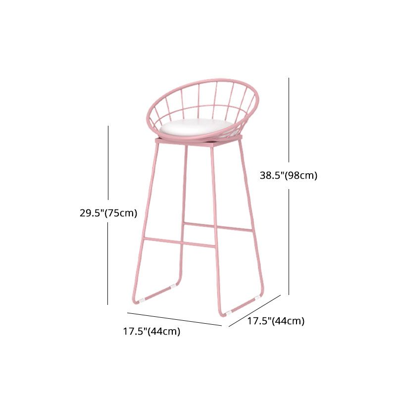 Modern Style Iron Bar Stool with Footrest Milk Tea Shop Pink Bar Stool 30 Inches Clearhalo 'Bar Furniture' 'Bar Stools' 'bar_stools' 'furn' 'furn_bar_stools' 'furniture_bar_stools' 'Kitchen & Dining Furniture' 'kitchen&dining_furn' 'kitchen' 'kitchen_furn' Furniture' 1200x1200_d08d3773-29f4-4bd8-9f28-b5cec85a79bf