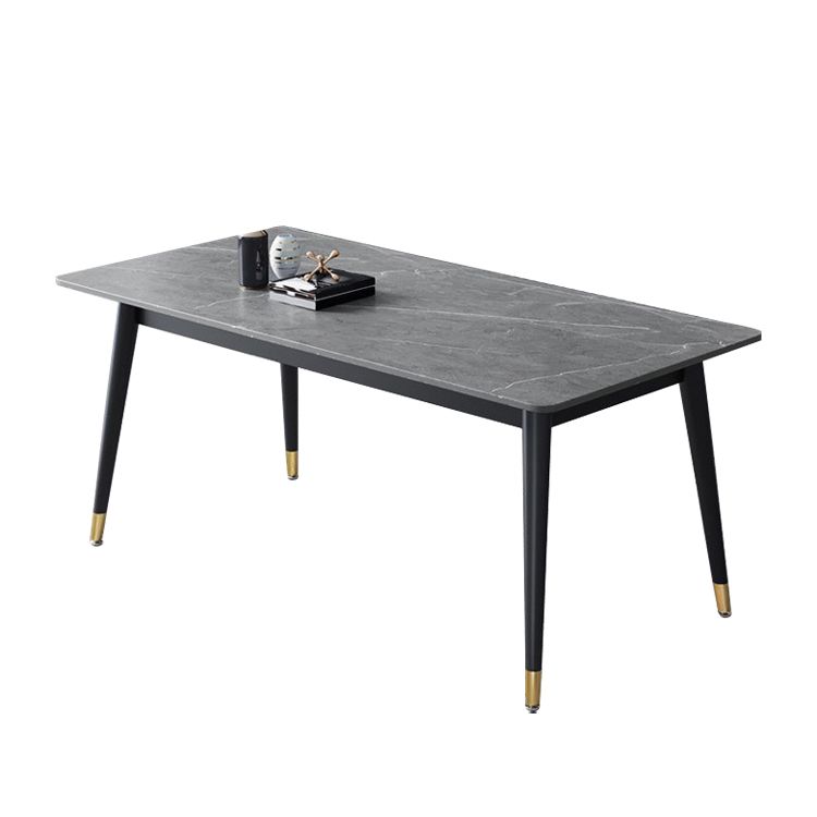 Metal Contemporary Rectangular Dining Table Sintered Stone Top Table with Black Legs Clearhalo ' dining_table' 'Dining Tables & Seating' 'Dining Tables' 'furn' 'furn_dining_table' 'Furniture' 'furniture_dining_table' 'Kitchen & Dining Furniture' 'kitchen&dining_furn' 'kitchen' 'kitchen_dining_table' 1200x1200_d08da411-94f5-4f49-97bd-8da955fc437b