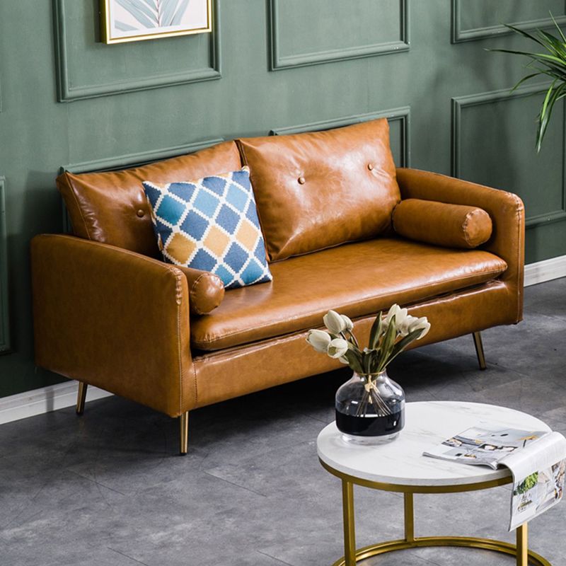 Tufted Square Arm Sofa Mid Century Modern 30.7" H Faux Leather Sofa Clearhalo 'Furniture' 'furniture_sofas' 'kitchen' 'kitchen_sofas' 'Living Room Furniture' 'Sofa' 'sofas' 1200x1200_d08dad4b-62a4-4c4a-9e00-dfd2e9b6b490