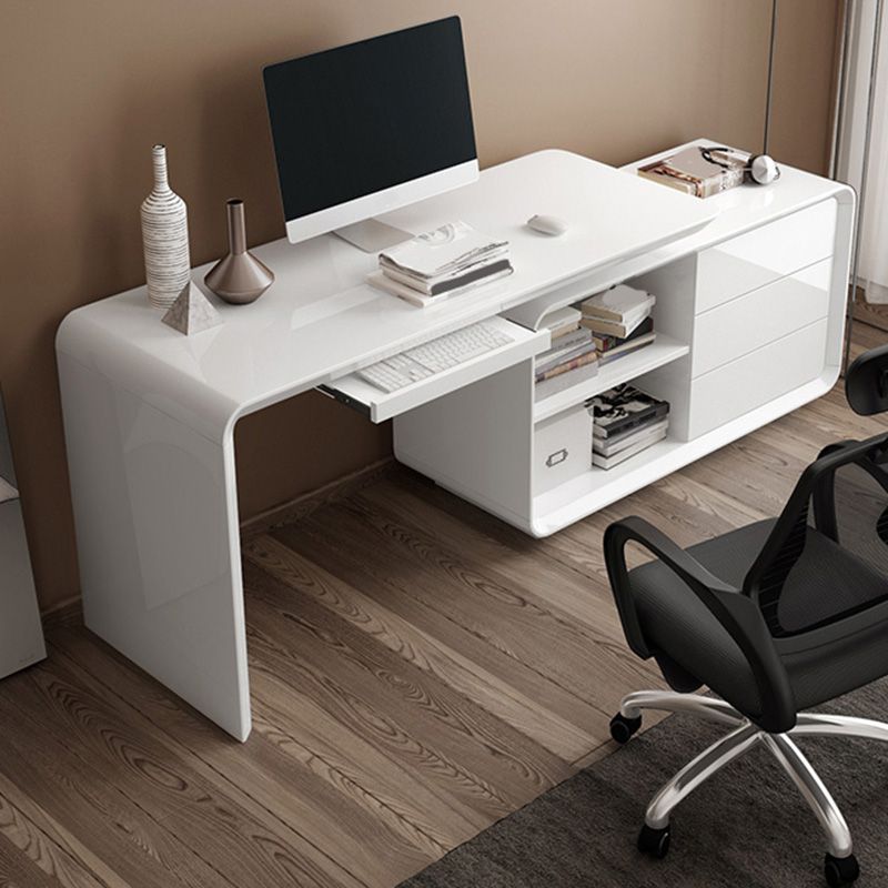 Modern Wood Computer Desk White Pedestal Writing Desk for Home Clearhalo 'furn' 'furn_office_desk' 'Furniture' 'Office Desks' 'Office Furniture' 'office_desk' 1200x1200_d08f1fdd-8ba1-4b72-9d27-3cafa48ab42a