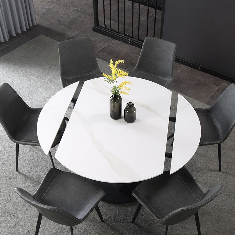 Modern Extendable Stone Dining Table Steel Base Dinner Table for Home Clearhalo 'Dining Tables & Seating' 'Dining Tables' 'dining_table' 'furn' 'furn_dining_table' 'Furniture' 'Kitchen & Dining Furniture' 1200x1200_d08fdcef-dd65-4a73-b4d4-988431db919b