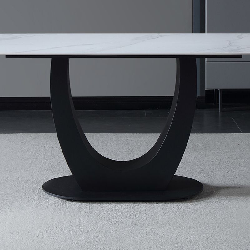 Industriële rechthoek eettafel gesinterde stenen tafel met metalen been voor thuis