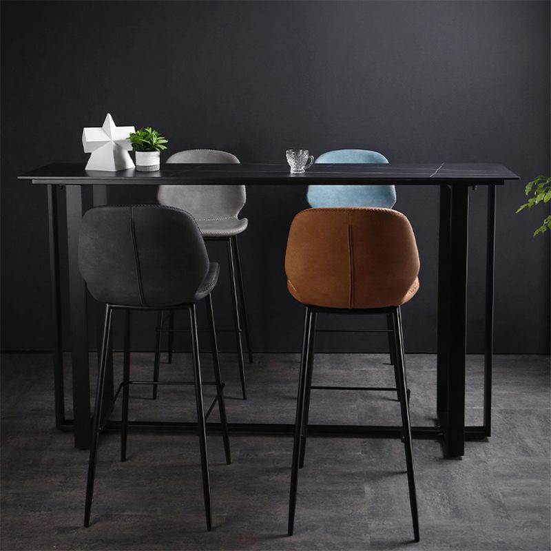 Industrial Bistro Bar Desk Indoor Stone and Metal Rectangle Bistro Bar Table Clearhalo 'Bar Furniture' 'Bar Tables' 'bar_tables' 'furn' 'furn_bar_tables' 'Furniture' 'furniture_bar_tables' 'Kitchen & Dining Furniture' 1200x1200_d09050f2-02ae-4582-9f91-6b98c9792b1b