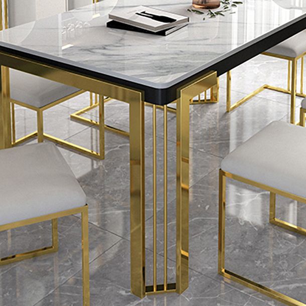 Traditional Luxury Dining Table Sintered Stone White Dining Table with Gold Frame Clearhalo 'Dining Tables & Seating' 'Dining Tables' 'dining_table' 'furn' 'furn_dining_table' 'Furniture' 'furniture_dining_table' 'Kitchen & Dining Furniture' 'kitchen' 'kitchen_dining_table' 1200x1200_d090c0f7-55f1-4510-a2a0-fc8481692004