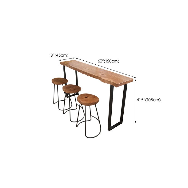 Mesa de Bar moderna, mesa de Pub de madera maciza de hierro negro con pedestal doble para Patio