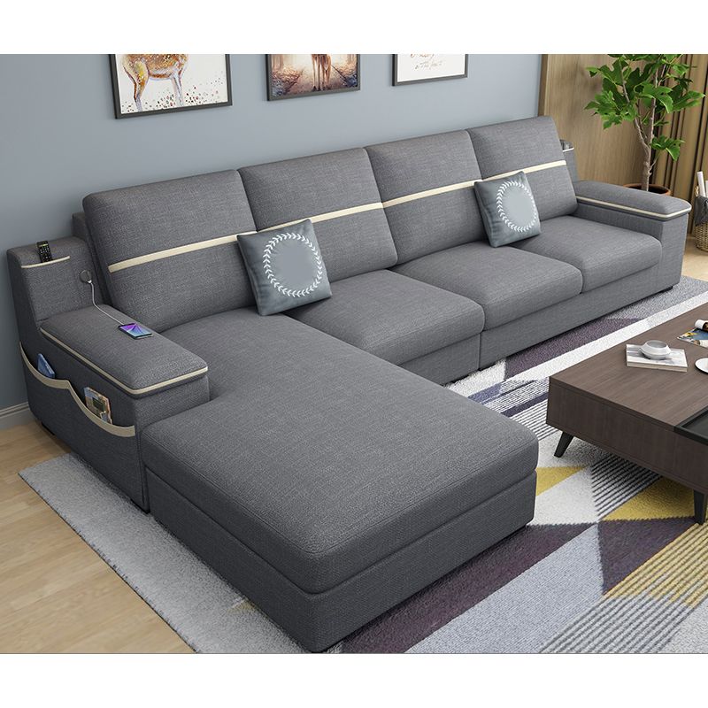 4-seat Cushion Back Sofa 109"L x 65"W x 35.5"H Recessed Arm Sectional with Storage Clearhalo 'furn' 'furn_sectionals' 'Furniture' 'furniture_sectionals' 'kitchen' 'kitchen_sectionals' 'Living Room Furniture' 'Sectionals' 1200x1200_d0922866-e2eb-4ab1-a0d5-30879430c924