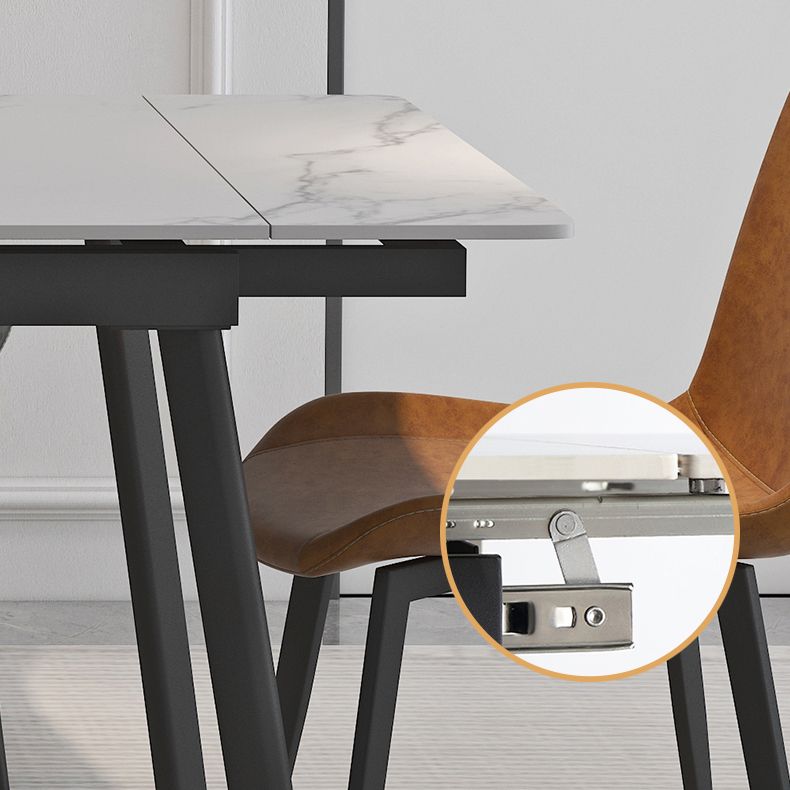 Modern 1/4/5/7 Pieces Dining Table Set with White Sintered Stone Top Scalable Dinette Set Clearhalo 'Dining Room Sets' 'Dining Tables & Seating' 'dining_room_set' 'furn' 'furn_dining_room_set' 'Furniture' 'furniture_dining_room_set' 'Kitchen & Dining Furniture' 1200x1200_d092447c-bab7-4b6a-9ae0-927b0b6dfadc