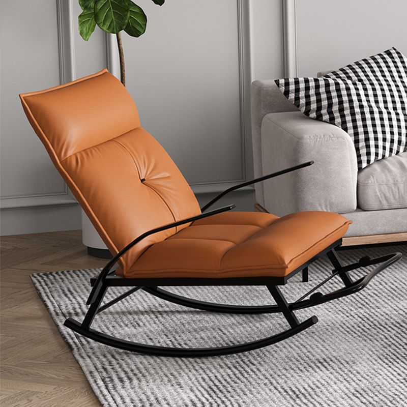 Faux Chaise à bascule en cuir et en métal Ergonomic avec un coussin de chaise de chaise de coussin de siège