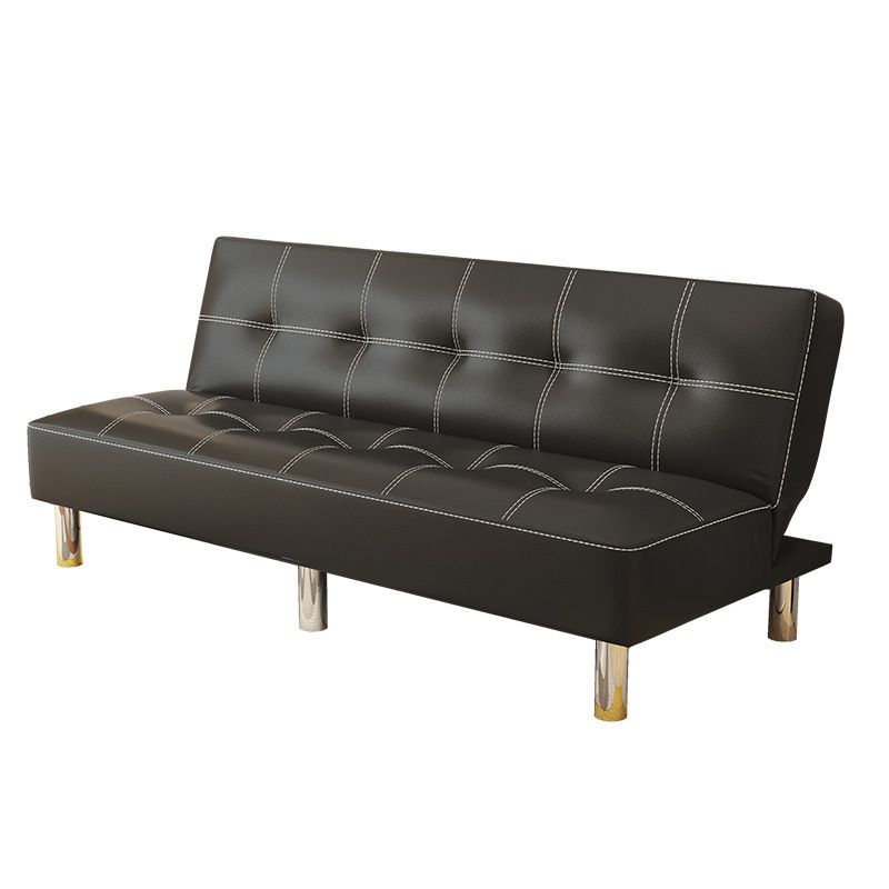 Contemporary Tufted Back Standard Couch Linen/Faux Leather Armless Sofa Bed Clearhalo 'furn' 'furn_sofas' 'Furniture' 'furniture_sofas' 'Living Room Furniture' 'Sofa' 'sofas' 1200x1200_d09447ca-e056-4205-9bc7-30bcc9668ed7