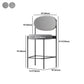 Contemporary Metal Barstool Fabric Stool Low Back in Matte Finish with 4 Legs