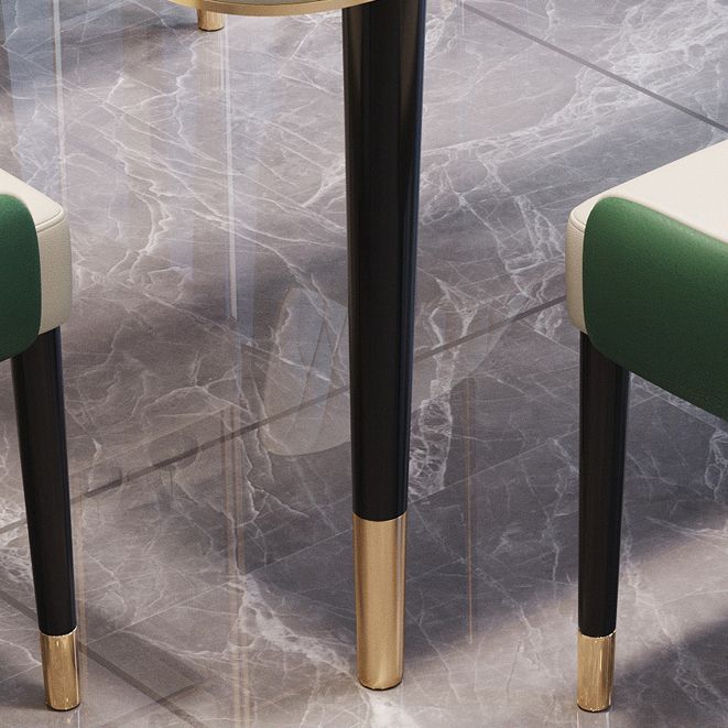 Glossy Black Dining Table Set 1/2/5/7 Pieces Metal Dinette Set with Faux Leather Chairs