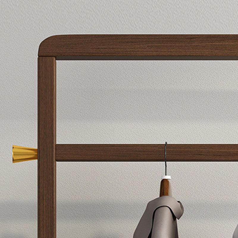 Moderna Wood Hall Tree Hanging Rail Stanking and Hooks Changer