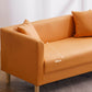 Faux Leather Tuxedo Arm Sofa Scandinavian Single Cushion Sofa with Pillows