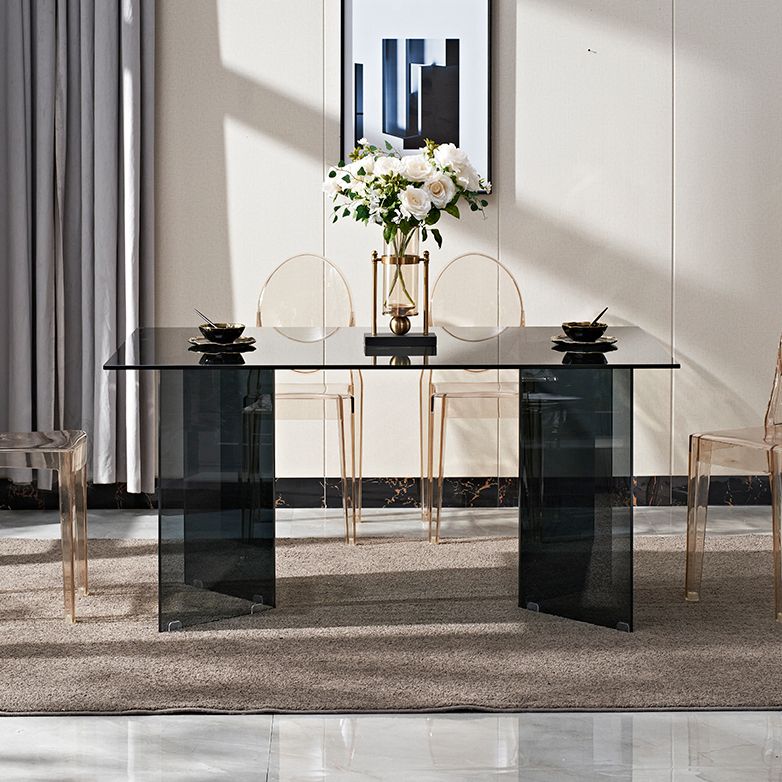 Modern Tempered Glass Dining Table Glass Base for Dining Room Clearhalo 'Dining Tables & Seating' 'Dining Tables' 'dining_table' 'furn' 'furn_dining_table' 'Furniture' 'Kitchen & Dining Furniture' 1200x1200_d0981556-7876-4f68-8a7c-b74fb9d60dfb