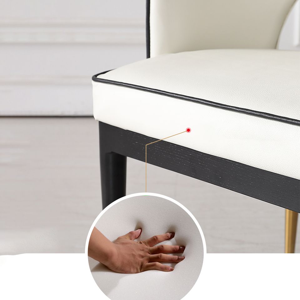 Glam Open Back Dineren fauteuil pu lederen eetkamerstoel met massieve houten benen