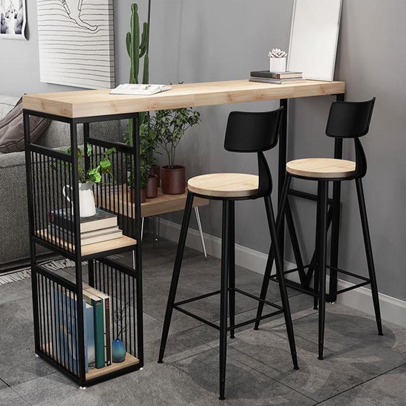 Vaste houten bovenbalktafel industriële balktafel met ijzeren voetstuk